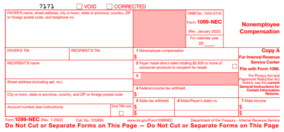  IRS Form 1099-NEC